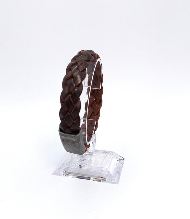 Immagine prodotto Thomss Bracciale in pelle No.15 Unisex in pelle marrone e chiusura in acciaio inossidabile Circonferenza (23 cm, Acciaio inossidabile, 100% pelle)