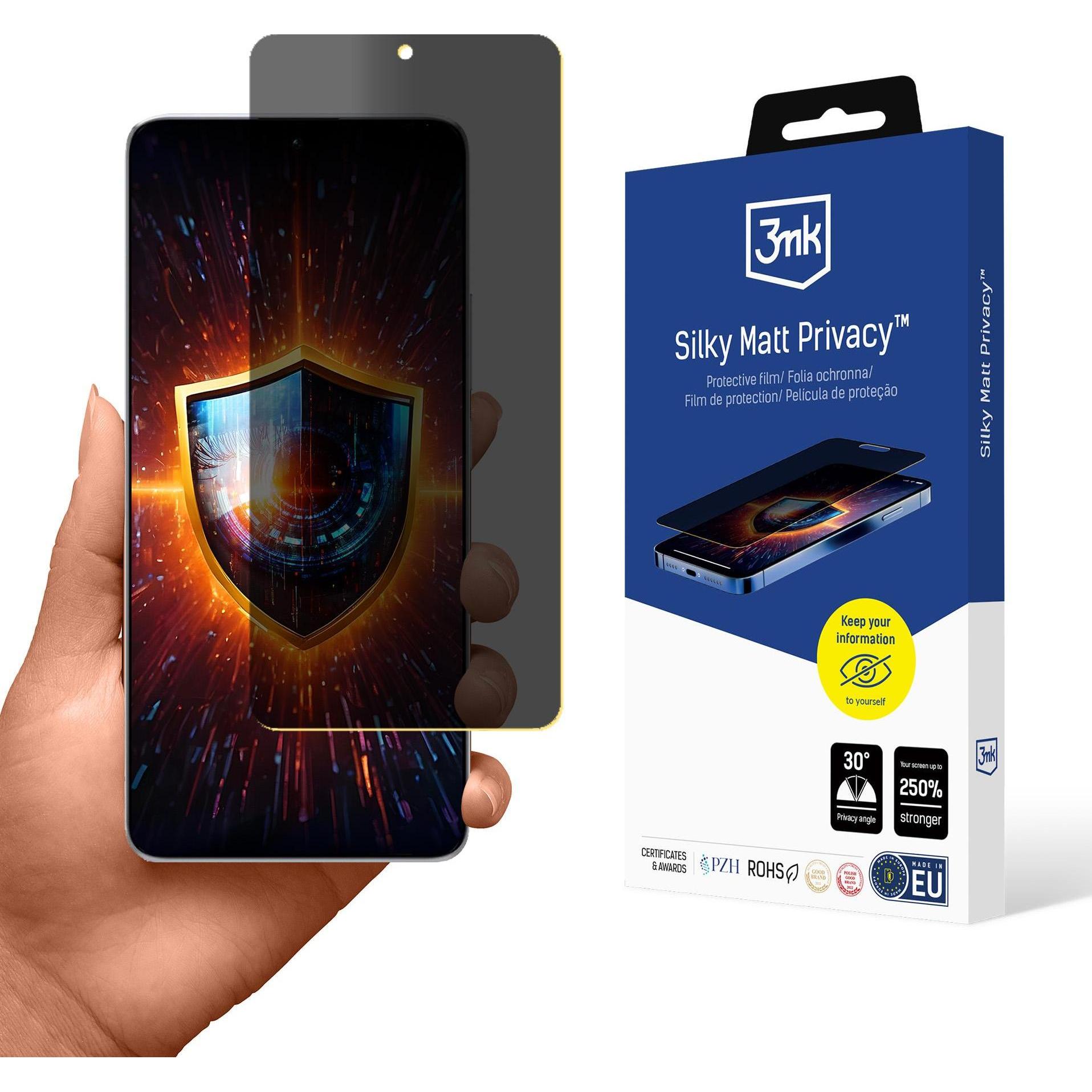 3MK Folia ochronna prywatyzujÄ ca matowa Silky Matt Privacy na Xiaomi Redmi Note 13 Pro+, Pezzi di ricambio per dispositivi mobili, Nero