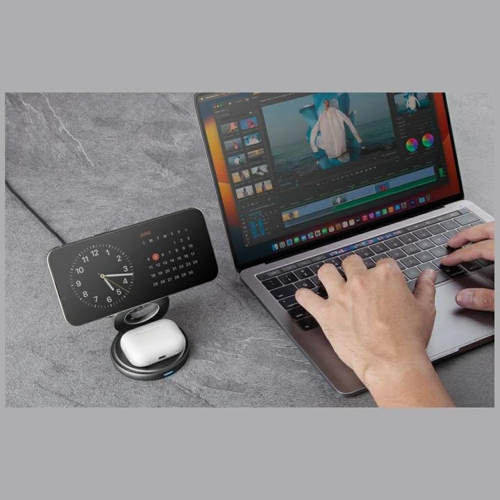 Actual product image Energea Wireless Charger Bazic Gomag Gyre Foldable 3in1 15W Fast Charging gold (15 W)