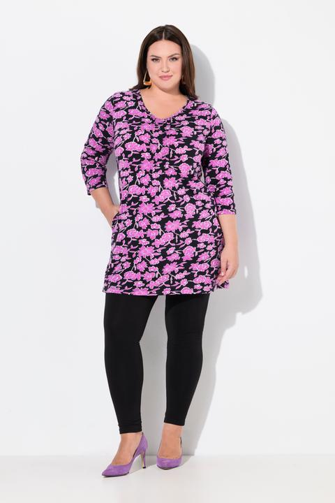 Produktbild Ulla Popken Longshirt, Biesen, A-Linie, V-Ausschnitt, 3/4-Arm (50, 52)