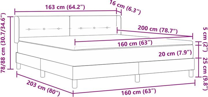 Produktbild vidaXL Boxspringbett (160 x 200 cm)