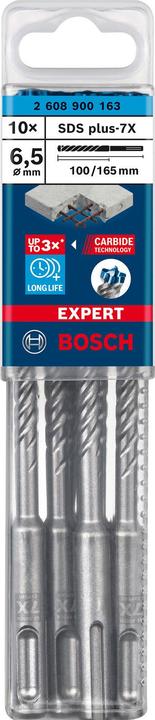 Actual product image Bosch Professional Zubehör Expert SDS plus-7X hammer drill bit, 6.5 x 100 x 165 mm, 10 pcs. (6.5 millimetres)