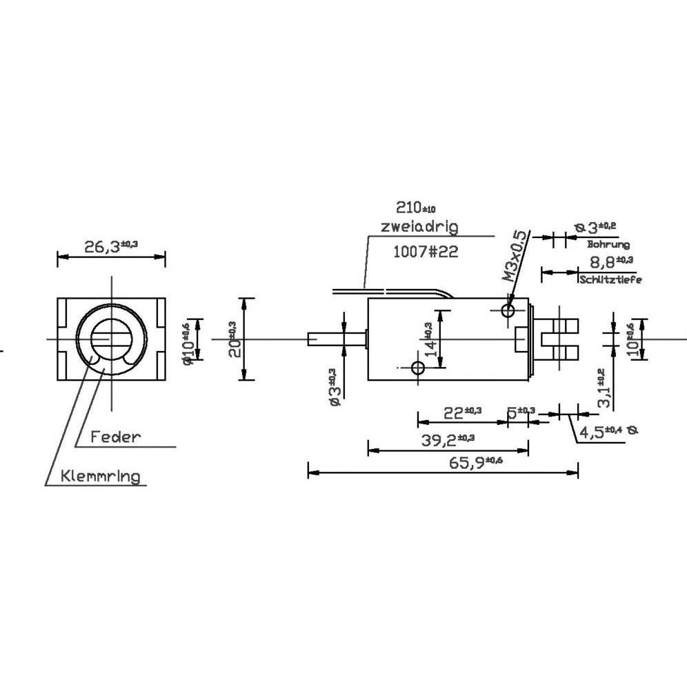 Thumbnail - Tremba, Fördertechnik, HMF-2620-39d.002-24VDC,100% Hubmagnet drückend 0.8 N 8 N 24 V/DC 3.8 W