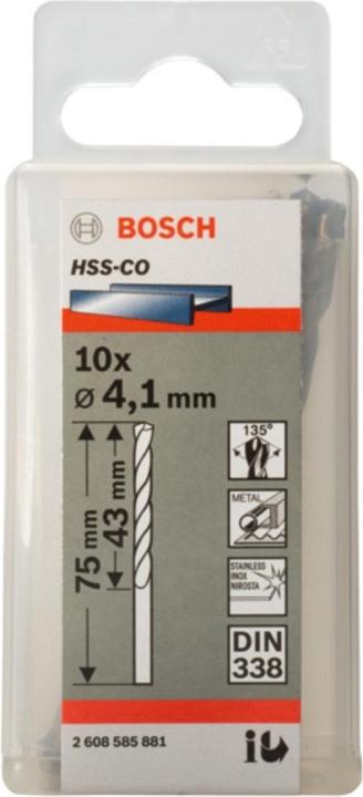 Produktbild Bosch Professional Zubehör PRO Stainless Steel HSS-Co Spiralbohrer, 4.1 x 43 x 75 mm (4.1 mm)