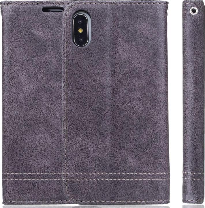 Actual product image König Design Mobile Case Apple iPhone X / 10 Flip Cover Case Protective Cover Wallet Shell Grey (Apple iPhone X)