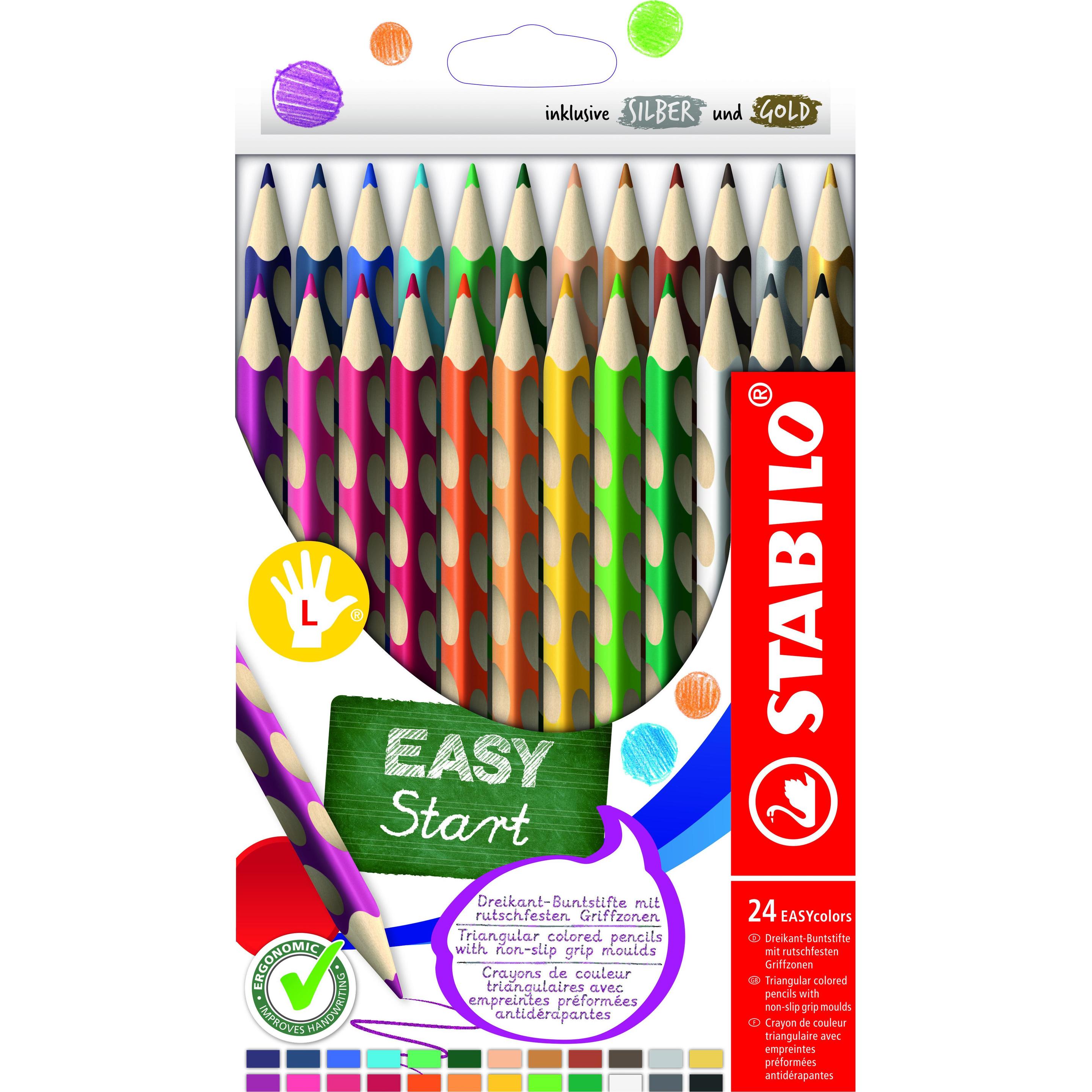 STABILO, Malstifte, Easycolors L, 24er Etui (Mehrfarbig, 24 x)