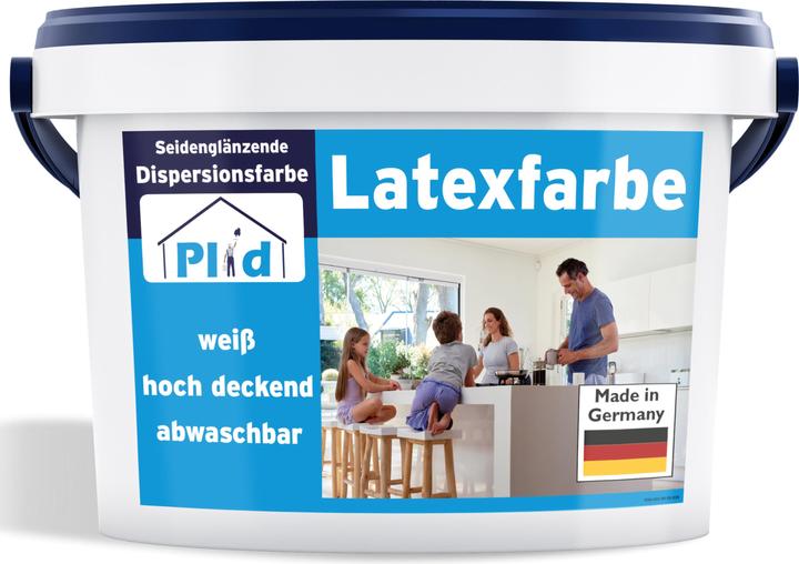 Produktbild Plid Latexfarbe 10L Weiss für ca. 60m² / abwaschbare Wandfarbe Küchenfarbe Innenfarbe (Weiss, 10 l)