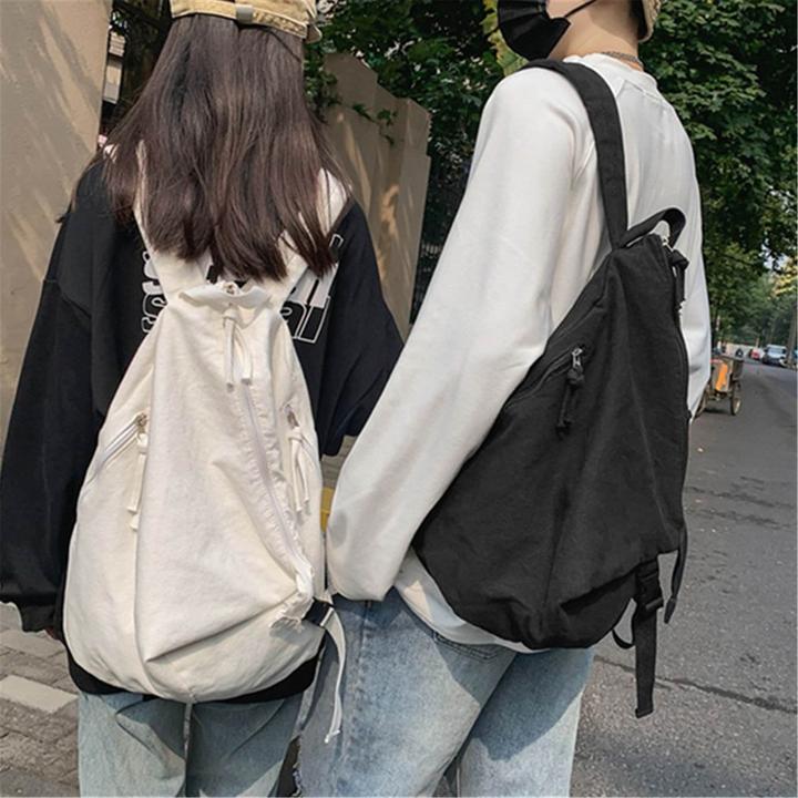 Actual product image Only-Bags.Store Solid colour canvas backpack, casual student backpack, large capacity backpack, travel backpack