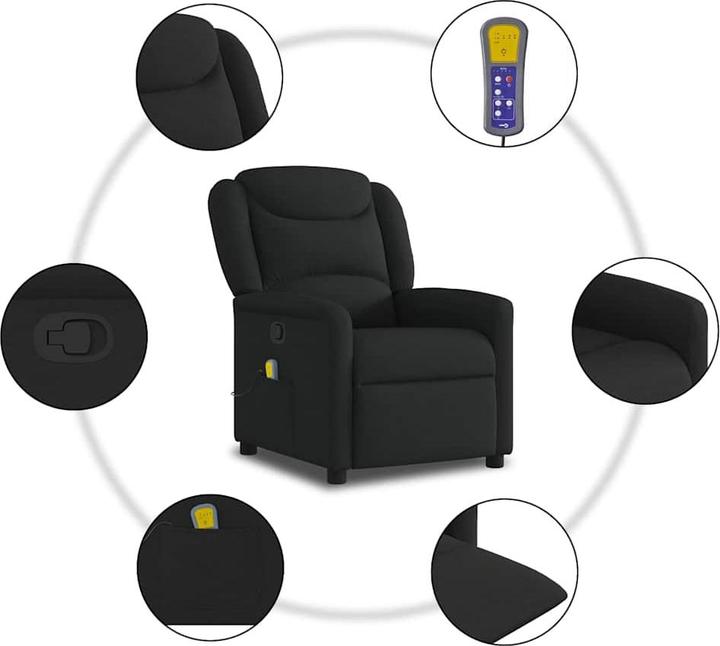 Immagine prodotto vidaXL Poltrona massaggiante in tessuto nero Poltrona massaggiante TV