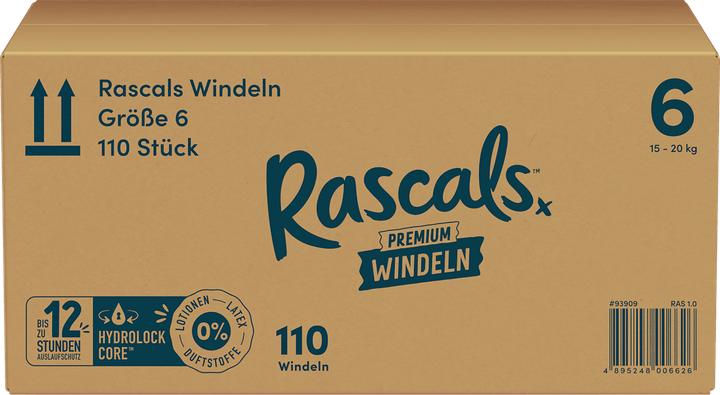 Produktbild Rascals Windeln Premium (Gr. 6, Monatsbox, 110 Stk.)