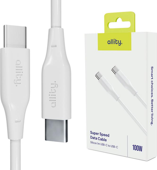 Image du produit Allity cable AUC-02 USB-C - USB-C 1.0 m 100W white (1 m, USB 1.0, 100 W)