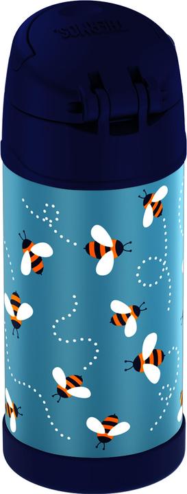Produktbild Thermos Isolier-Trinkflasche FUNTAINER Straw Bottle, Bienen 0,35 L, doppelwandiger Edelstahl, Verschluss aus (0.35 l)