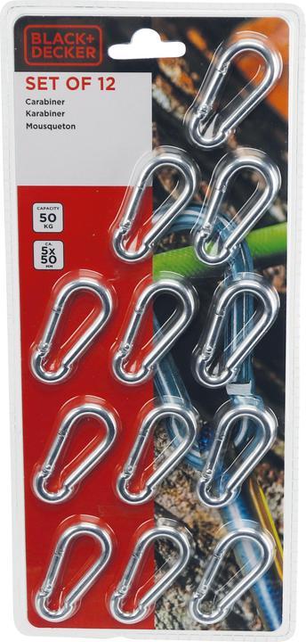 Immagine prodotto Black & Decker Set di moschettoni a gancio 12x Max 50