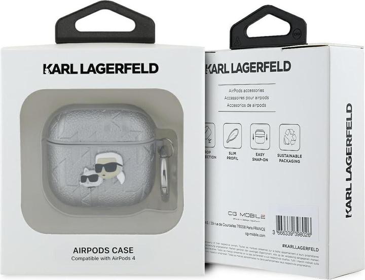 Image du produit Karl Lagerfeld Monogram Karl & Choupette Head case for AirPods 4 - argent (Sac pour écouteurs)
