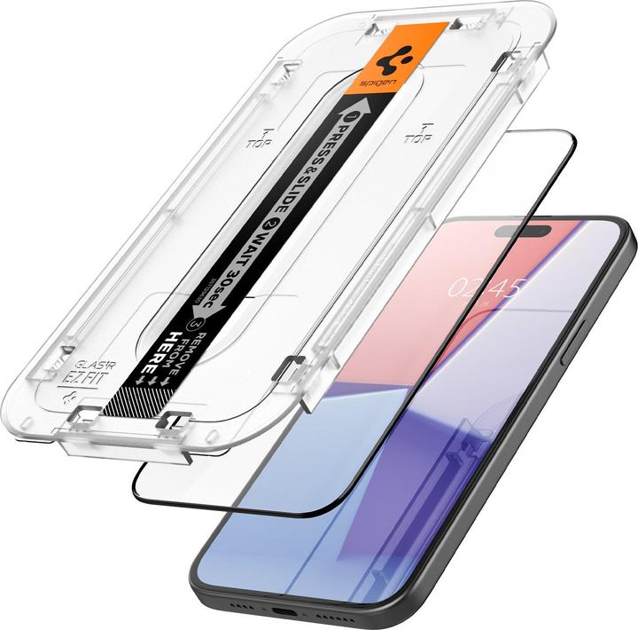 Actual product image Spigen TEMPERED GLASS GLAS.TR "EZ FIT" FC 2-PACK IPHONE 15 BLACK (2 pcs., Apple iPhone 15)