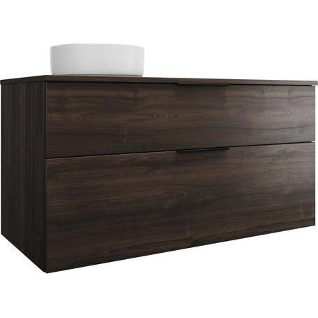 burgbad, Badmöbelset, Eqio Keramik-Aufsatzwaschtisch links, rund, inklusive Waschtischunterschrank, Breite 1200m