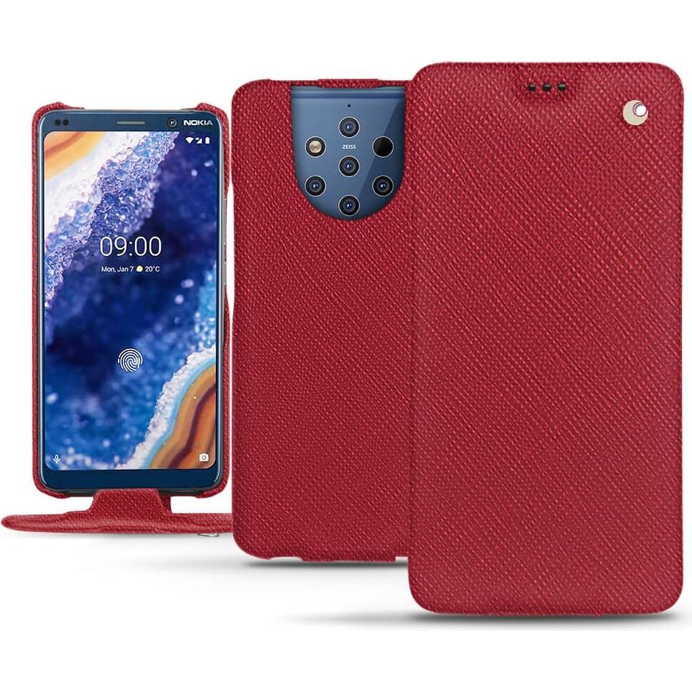 Noreve Lederschutzhülle vertikal (Nokia 9 PureView), Smartphone Hülle, Rot