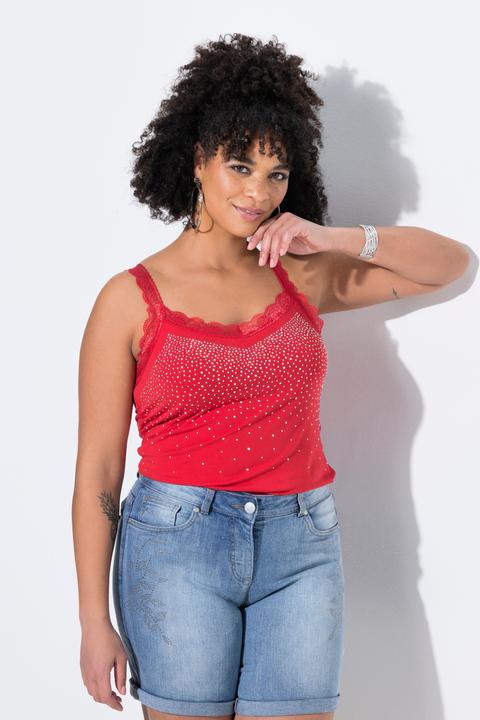 Produktbild Miamoda Top, ärmelloser Slim Fit, Glitzersteinchen, Spitze (48)