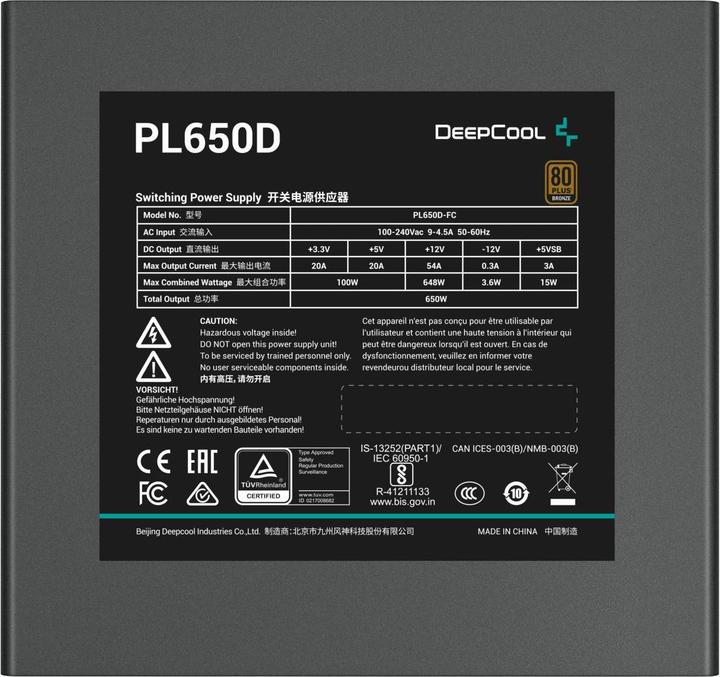 Produktbild Deepcool PL650D V2 (1x 12VHPWER, 3x PCIe, 650 Watt) (650 W)