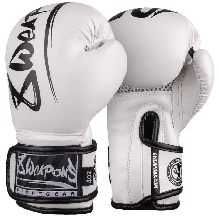 Actual product image 8Weapons Boxing Gloves, Kids, Unlimited 2.0, white-black, 4 Oz (4 OZ)