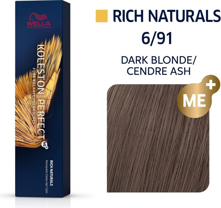 Actual product image Wella Koleston Perfect Rich Naturals 6/91 dark blonde cendre-ash 60 ml (6/91 dark blonde cendré-ash)