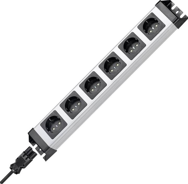 Produktbild Kopp 2.29420012E8 Steckdosenleiste ohne Schalter 6fach Schwarz, Silber GST18i Anschlussbuchse (6 x, GST18, 0.48 m)