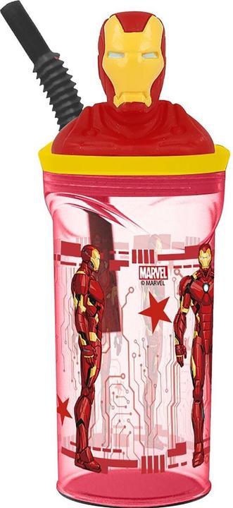 Actual product image Becher mit Strohhalm The Avengers Iron Man Rot 3D