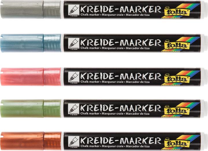 Produktbild Folia Kreide Marker (Silber, Hellblau, Rosa, Braun, Grün, 2 mm, 5 x)