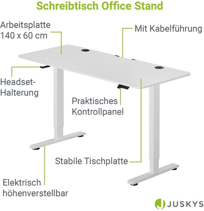 Actual product image Juskys Adjustable desk (140 x 60 cm)