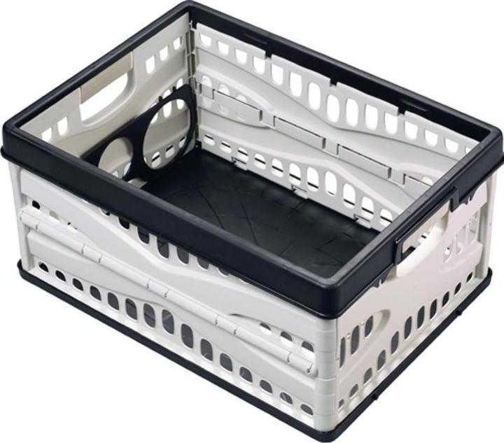 Actual product image Lockweiler Folding box L 485 x W 345 x H 230mm contents 35 L with 2 handles and bottle holder black/grey (35 l)