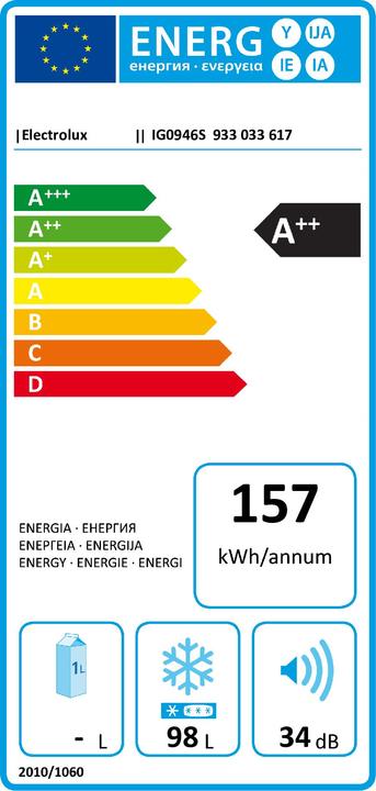 Energie-Label Electrolux IG0946S (Einbau, 98 l)