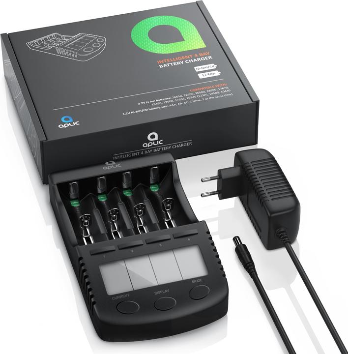 Image du produit Aplic Chargeur de batterie avec port de charge USB (18650, AAA, AA, Chargeurs sans batterie)