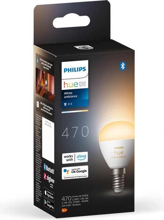 Productafbeelding Philips Hue White Ambiance E14 Kroonluchter Single Pack (E14, 5.10 W, 470 lm, 1 x, F)