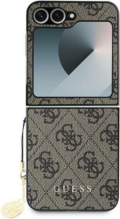 Actual product image Guess GUHCZF6GF4GBR Z Flip6 F741 brązowy/brown 4G Charm (Samsung Galaxy Z Flip6)