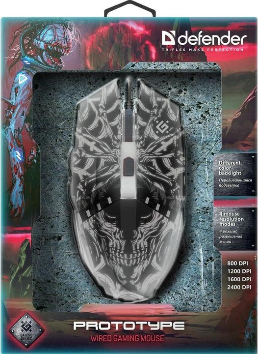 Actual product image Defender GM-670L Gaming Mouse Ambidextrous Optical 2400 DPI (Cable)