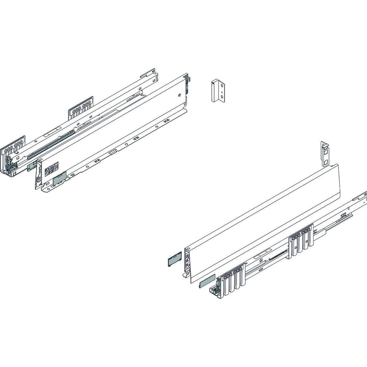 Blum, Schubladenauszüge, Schubkasten Komplett-Set Merivobox M, mit Korpusschiene