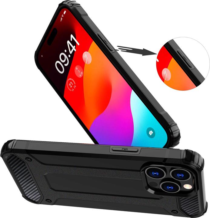 Immagine prodotto Hurtel Custodia Hybrid Armor per iPhone 15 Pro Max - nera (Apple iPhone 15 Pro Max)