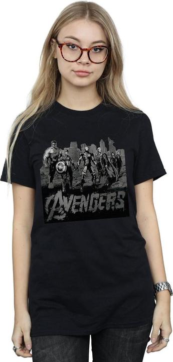 Actual product image Womens/Ladies Avengers Mono Team Art Cotton Boyfriend T-Shirt (L)