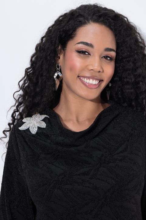 Immagine prodotto Ulla Popken Maglia con fiori, scollo a goccia e maniche lunghe (46, 48)