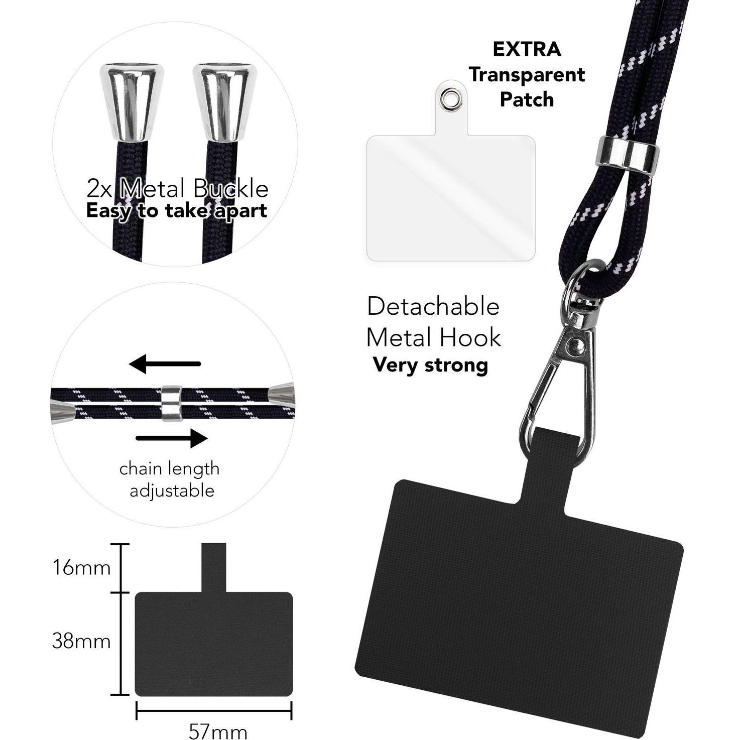 Thumbnail - Nalia Universal Handykette zum Umhängen mit Pad, Handykette, Schwarz