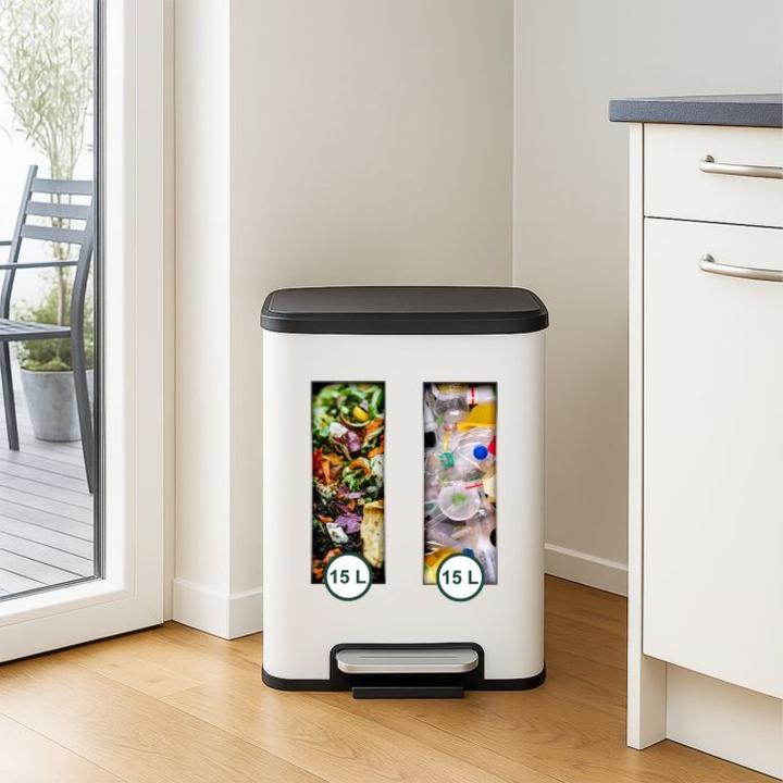 Produktbild Relaxdays Mülleimer mit 2 Fächern 2 x 15 Liter (30 l)