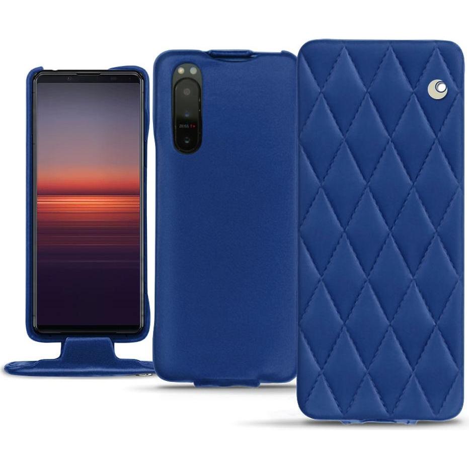 Noreve Lederschutzhülle vertikal (Sony Xperia 5 II), Smartphone Hülle, Blau
