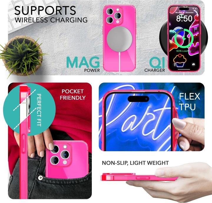 Immagine prodotto Nalia Copertura in silicone trasparente al neon (Apple iPhone 14 Pro)