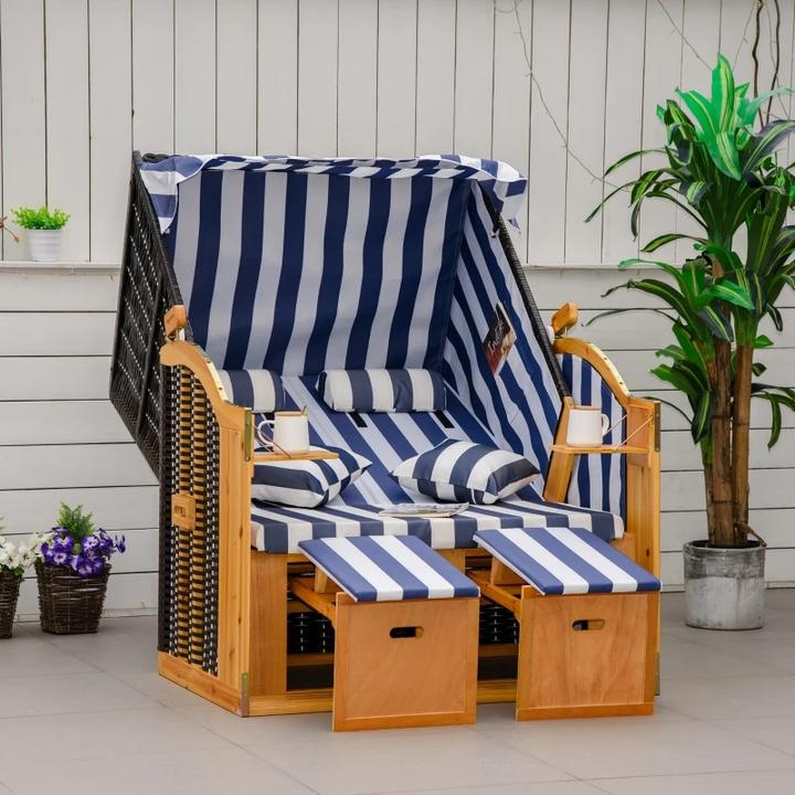 Image du produit PureHaven Chaise de plage 118x79x150 cm pour 2 personnes design élégant incl. coussins de dossier et d'assise