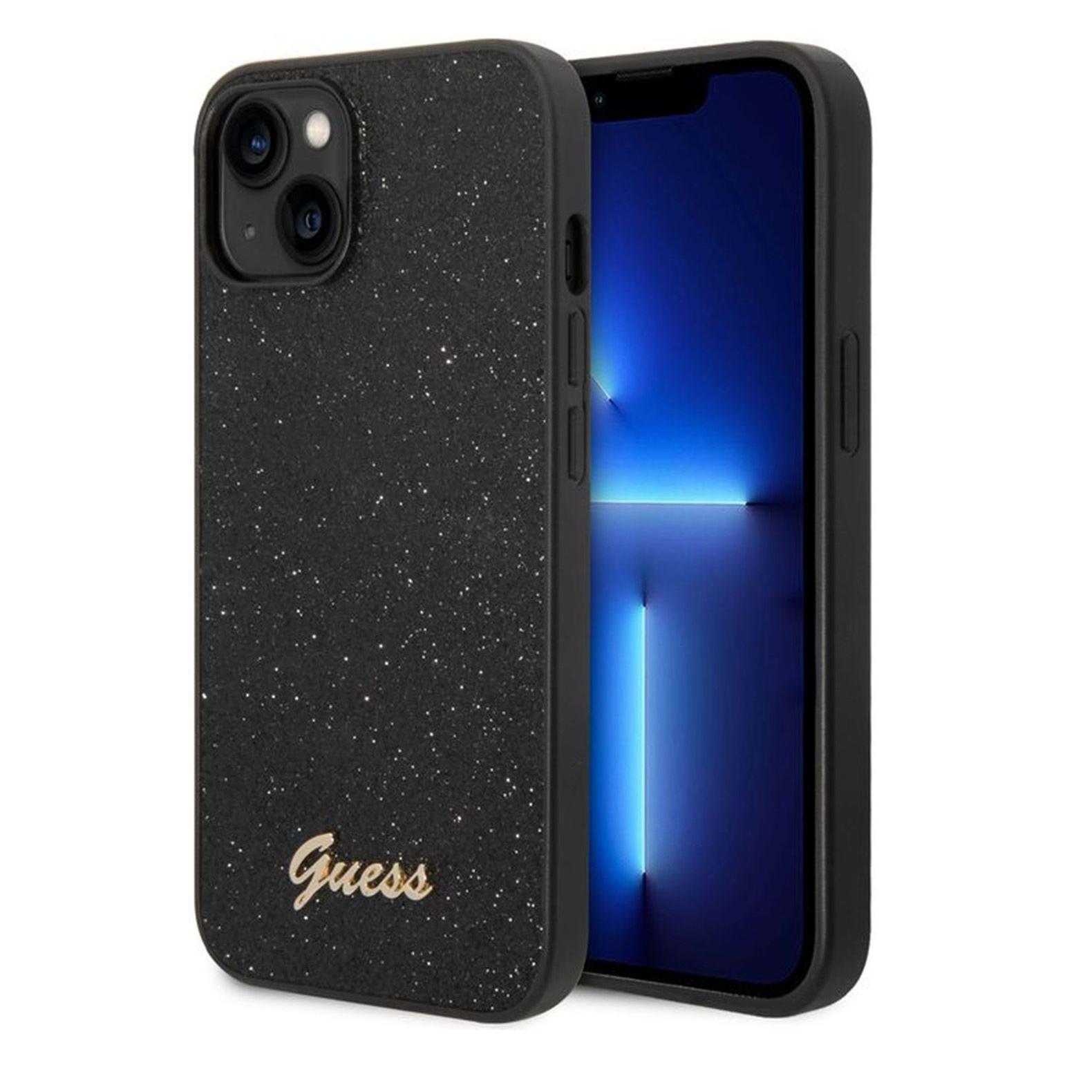 Guess GUHCP14MHGGSHK IPhone 14 Plus 6, 7" Czarny/black Hard Case Glitter Script (Apple IPhone 14 Plus), Smartphone Hülle, Schwarz
