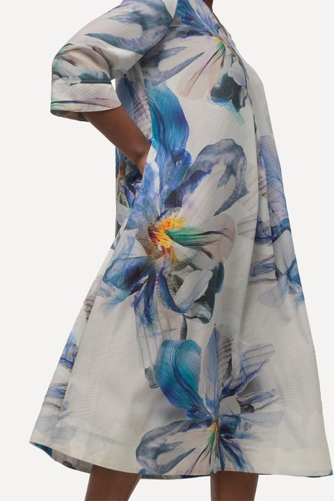 Immagine prodotto Ulla Popken Abito midi dal taglio svasato con lyocell, scollo a V e maniche 3/4 (42, 44)