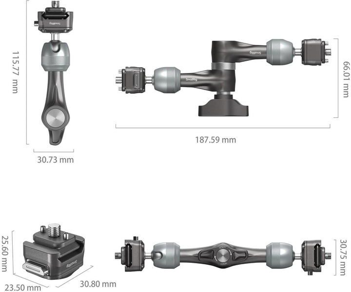 Actual product image SmallRig HawkLock H21 Quick Release Rosette Magic Arm (7") 4490