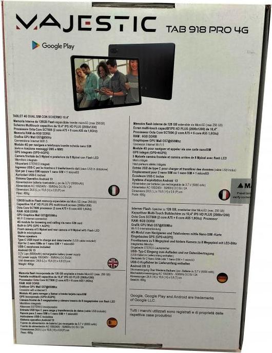 Actual product image Majestic TAB 918 Pro 4G 6Gb 128Gb (4G, 10.40", 128 GB, Black)
