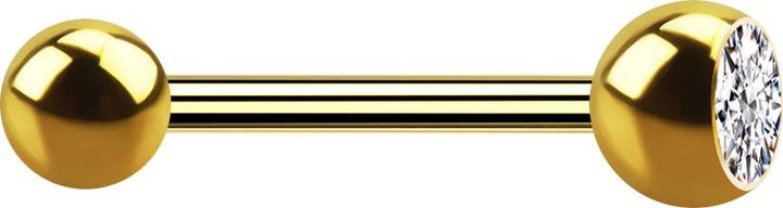 Produktbild Star Piercing Barbell vergoldet mit Kugel und Kugel Kristall silber (ohne Messing, Chirurgenstahl 316L)