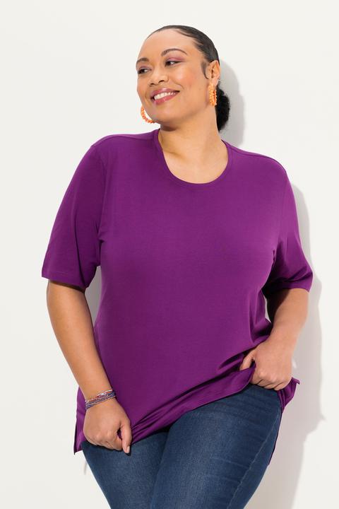 Actual product image Ulla Popken Basic Round Neck Short Sleeve Relaxed Fit Tee (54)